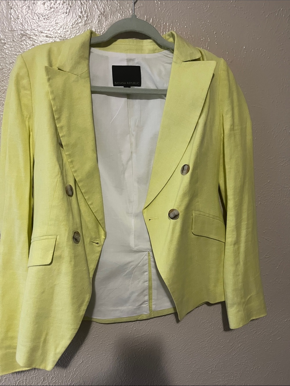 Banana Republic Bright Lemon Yellow Double-Breasted Blazer